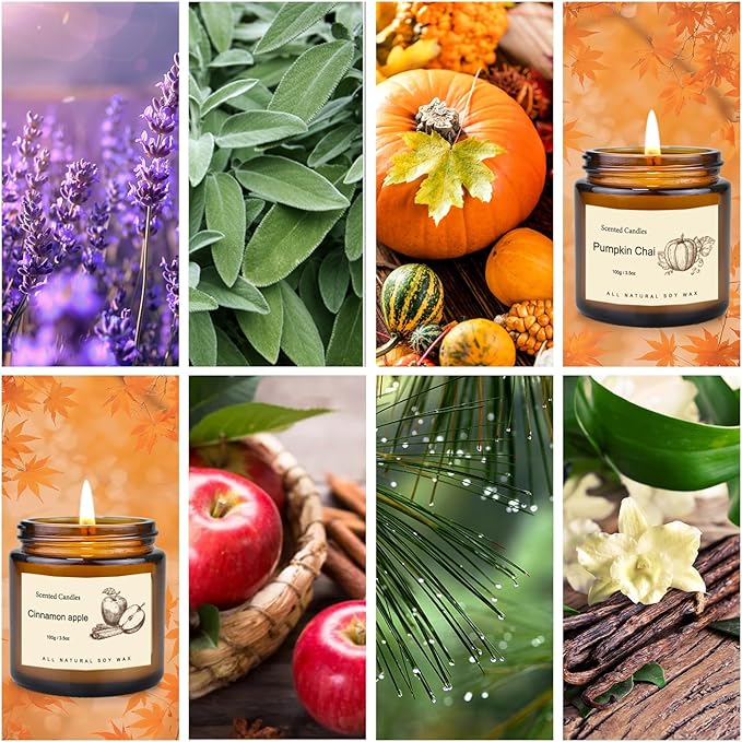 6 Pack Fall Candles Set,Scented Candles for Home, Aromatherapy Gifts for Women Men, Fall Winter Holiday Natural Soy Candles Set for Birthday, Mother's Valentines Day Gifts for Her