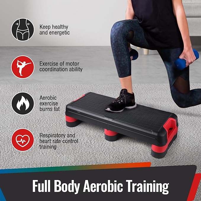 33.5" Aerobic Exercise Folding Step Platform for Home Workout, Configurable 3 Height Workout Stepper for Office Indoor Home Gym Exercise, Lightweight, Save Storage Space Aerobic Step Platform