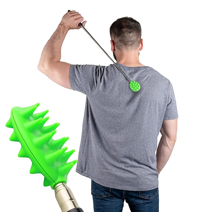 Cactus Scratcher Extendable Telescopic Back Scratcher - Extends 25" Long Double Sided Retractable Scratching Tool for Hand, Neck, Head, and Body - Universal Gift for Family, Pets, and Friends, Glow