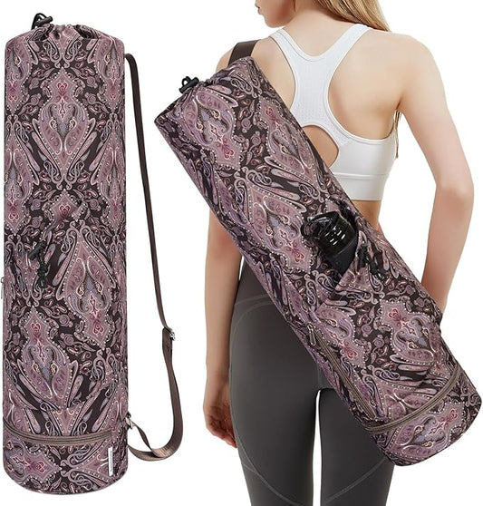 sportsnew Yoga Mat Bag with Water Bottle Pocket and Bottom Wet Pocket, Exercise Yoga Mat Carrier Multi-Functional Storage Bag, Patent pending