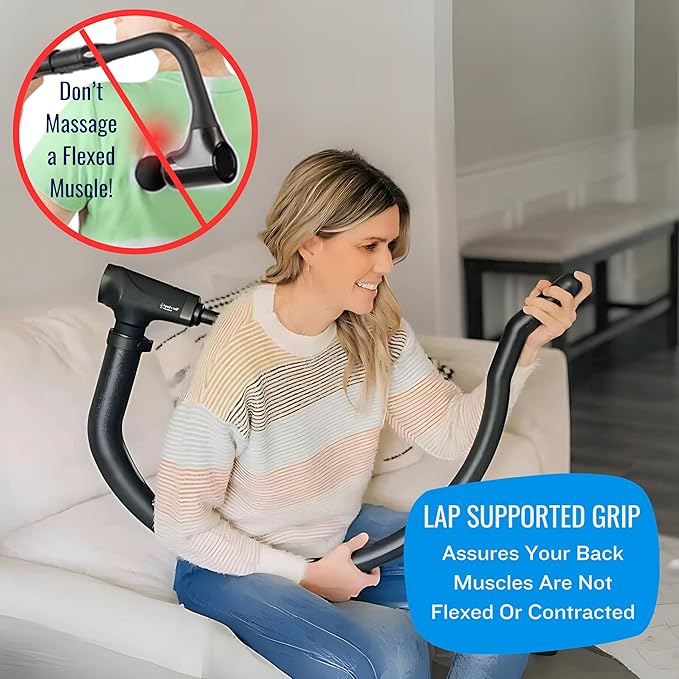 Professional Grade Massage Gun - Deep Tissue Back Massager with Heat and Cold Therapy Tip and Innovative Full-Body Extended Handle