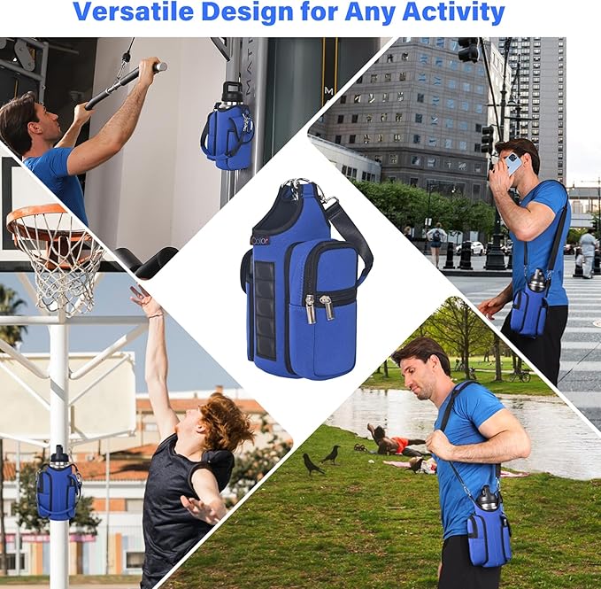 icolor Magnetic Gym Bag Water Bottle Carrier Holder with Phone Pockets & Shoulder Strap,Gym Magnetic Bag 5 Built-in Magnets Gym Accessories Organizer Magnetic Bottle Pouch Sleeve for Men Women