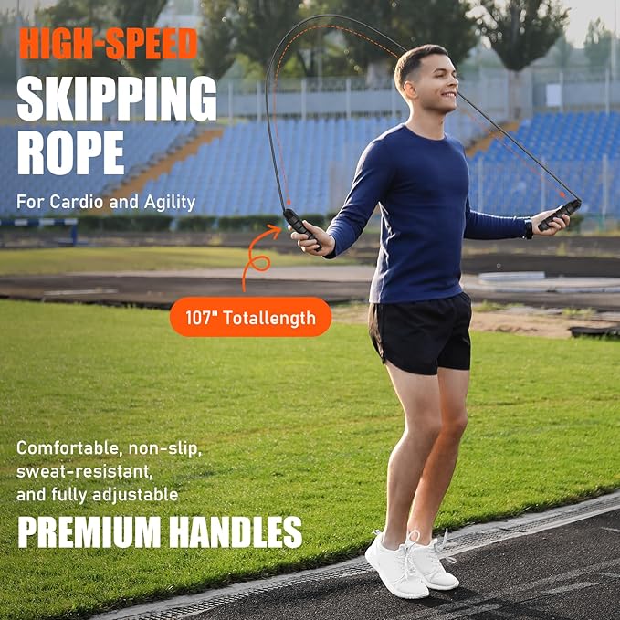 Agility Ladder, Soccer Speed Training Equipment, Football Practise Set with 20ft Ladder, 12 Cones, 4 Adjustable Hurdles, Jump Rope, Parachute, for Basketball, Football, Kids, Youth, Adults