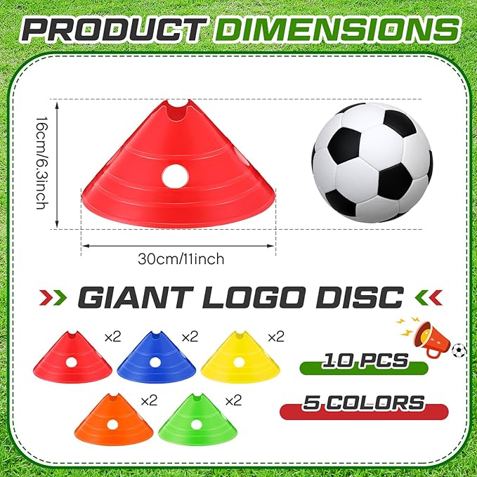 ShinyRelief Jumbo Disc Cones Jumbo Soccer Cones with Mesh Bag Giant Large Agility for Soccer Training Adult Sports