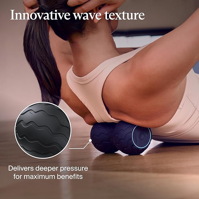 TheraGun Therabody WaveDuo - Ergonomically Contoured Foam Roller - Bluetooth Enabled Muscle Roller for Your Back, Neck & Spine with 5 Customizable Vibration Frequencies in Therabody App