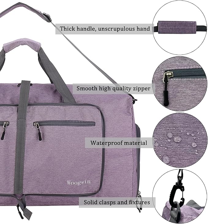 Woogwin Travel Duffel Bag Large Foldable Waterproof Overnight Bag for Beach Swim Bags Pool Sports Gym