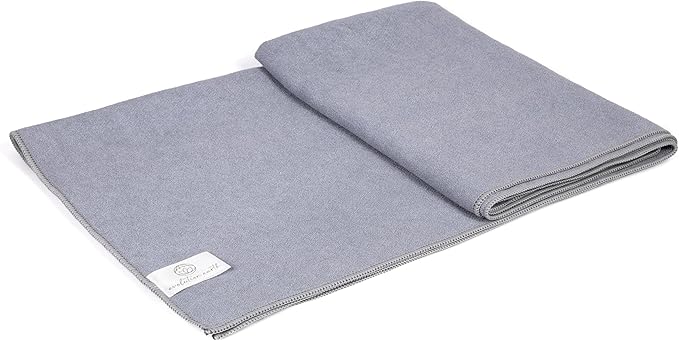 Yoga Mat Towel - Double Sided Microfiber Yoga Towel - Sweat Absorbent Non Slip Hot Yoga Towel - Lightweight, Quick Drying Pilates and Bikram Sweat Towel - 73''L x 26''W, Fog Gray