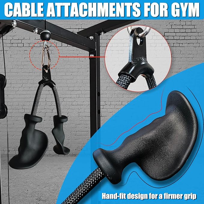 Ergonomic Tricep Rope Pulldown Attachments, Upgraded 27 32 40 & 47 Inch Extra Long Triceps Rope Cable Attachments for Gym, LAT Pull Down Bar for Cable Machine, Tricep Workout Cable Attachments