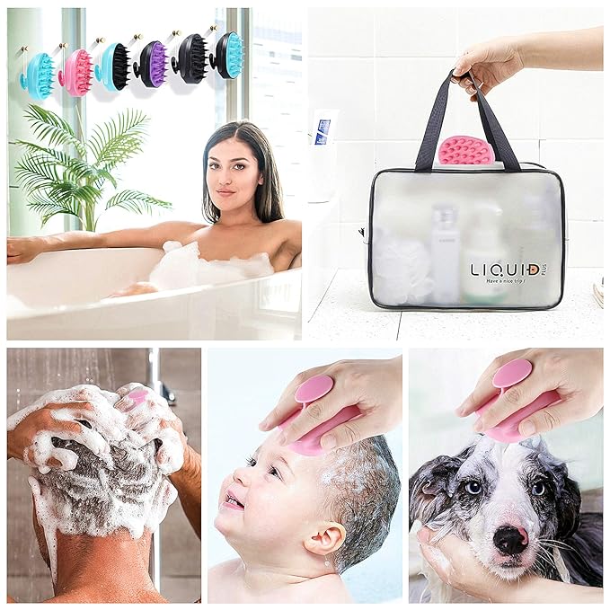 Scalp Massager Shampoo Brush, Hair Scalp Scrubber Shower Hair Brush Head Massager for Stress Relax Hair Growth, Dandruff Brush Scalp Exfoliator for Women Men Kids Pets, Pink