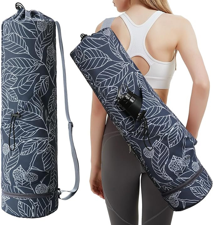 sportsnew Yoga Mat Bag with Water Bottle Pocket and Bottom Wet Pocket, Exercise Yoga Mat Carrier Multi-Functional Storage Bag, Patent pending