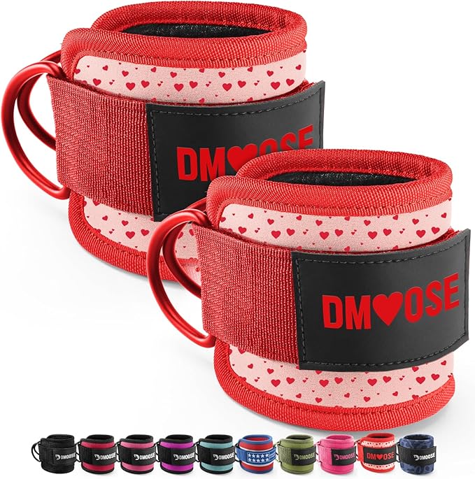 DMoose Ankle Strap for Cable Machine - One Size Fit with Premium Padding, Workout Kickback Ankle Cuffs, Ankle Bands for Working Out, Booty Workouts, Leg Extension, Hip Abductors & Lower Body Exercises