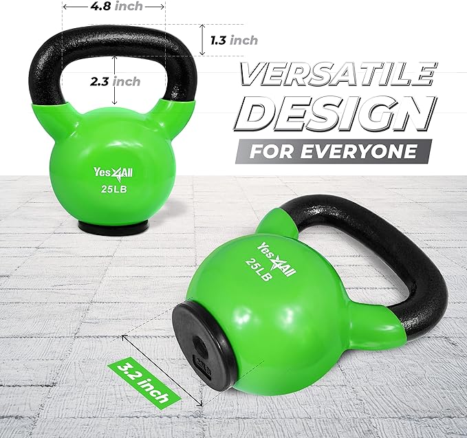 Yes4All Kettlebells Rubber Base, Kettlebell Set for Women, Strength Training Kettlebells Weights (10-65 lbs)