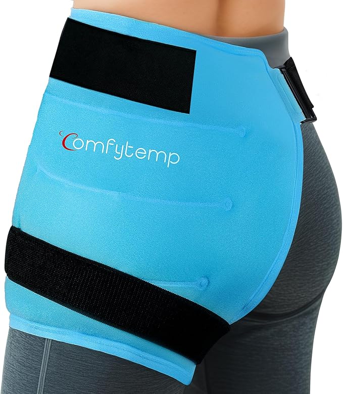 Comfytemp Hip Ice Pack Wrap for Sciatica, Hip Replacement Kit, FSA Eligible, Reusable Gel Ice Pack for Injuries, Pain Relief, Cold Compress Surgery Recovery Items Physical Therapy Gift Men Women (S/M)
