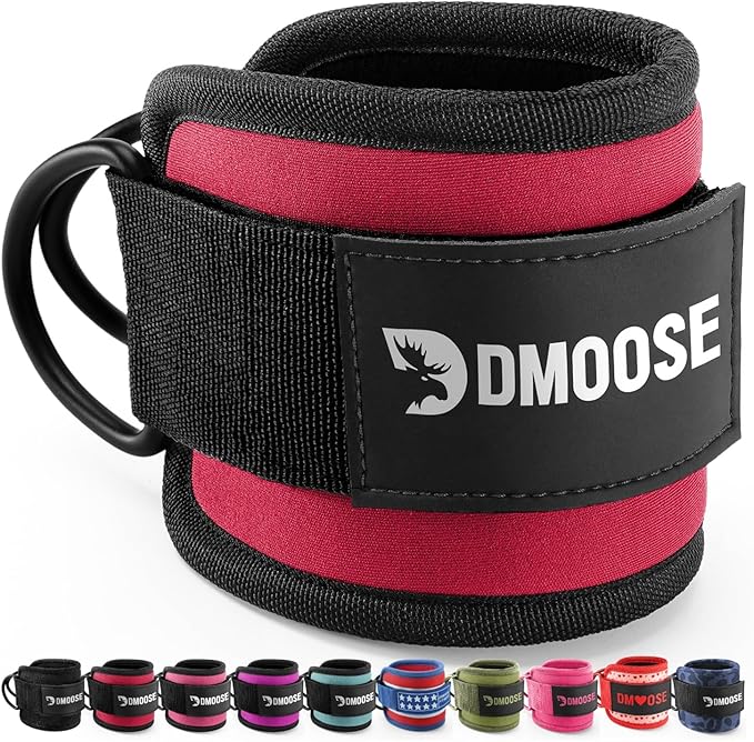 DMoose Ankle Strap for Cable Machine - One Size Fit with Premium Padding, Workout Kickback Ankle Cuffs, Ankle Bands for Working Out, Booty Workouts, Leg Extension, Hip Abductors & Lower Body Exercises