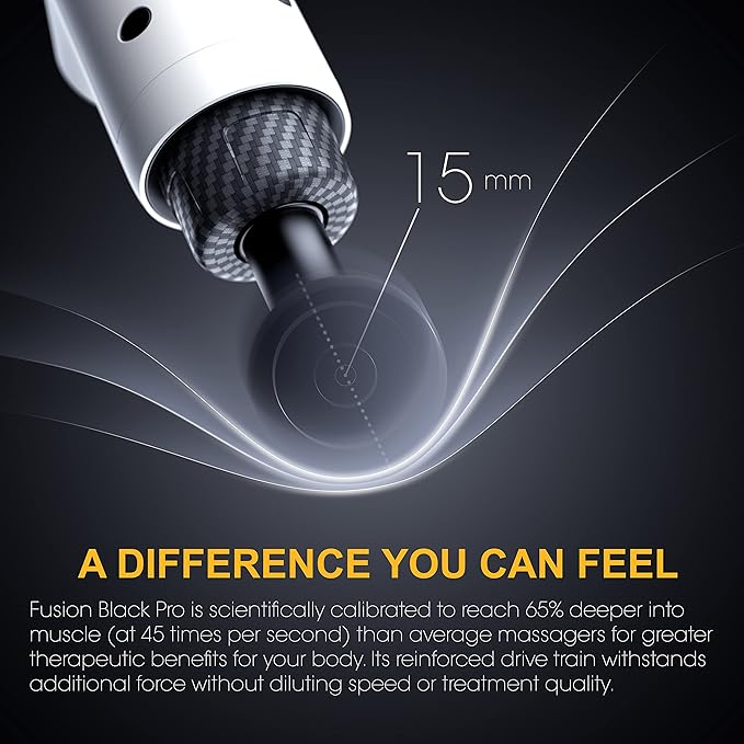 Fusion Black Pro Deep Tissue Massage Gun for Athletes - Percussion Muscle Massager for Pain Relief and Relaxation - Chiropractor Body Massager