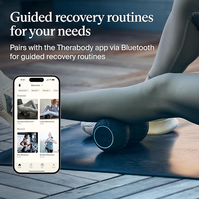TheraGun Therabody WaveDuo - Ergonomically Contoured Foam Roller - Bluetooth Enabled Muscle Roller for Your Back, Neck & Spine with 5 Customizable Vibration Frequencies in Therabody App