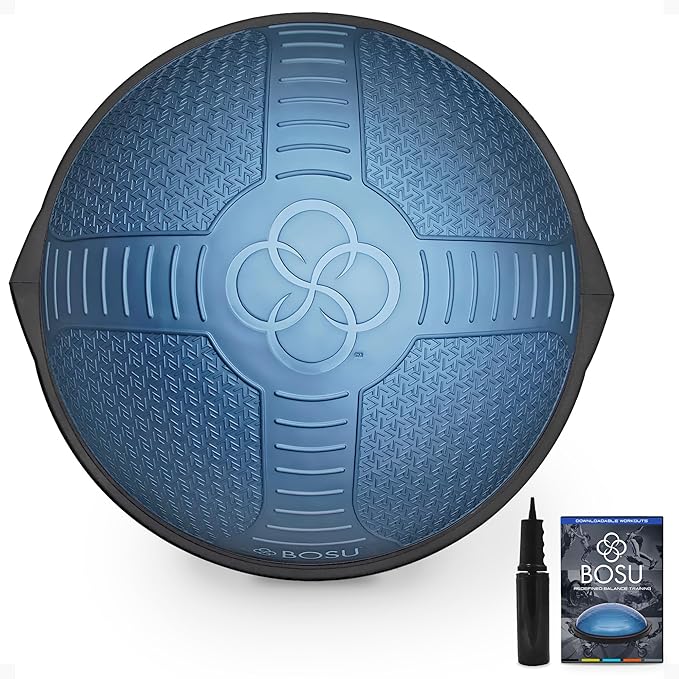 Bosu Half Ball Home Balance Exercise Trainer for Strength and Flexibility Workouts with Built to Last Burst Resistant Material and Hand Pump