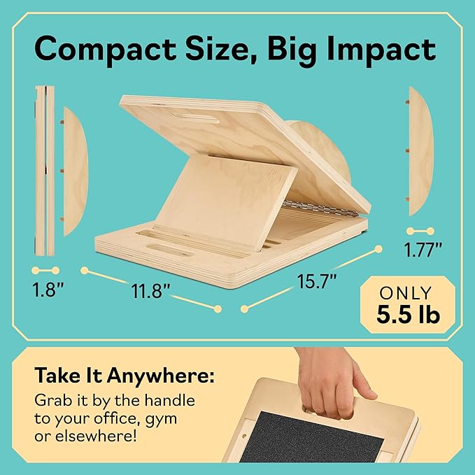 Slant Board with 6 Incline Angles - Transforms Into a Balance Board - Premium Calf Stretcher and Wobble Board for Effective Calf Stretching and Squats