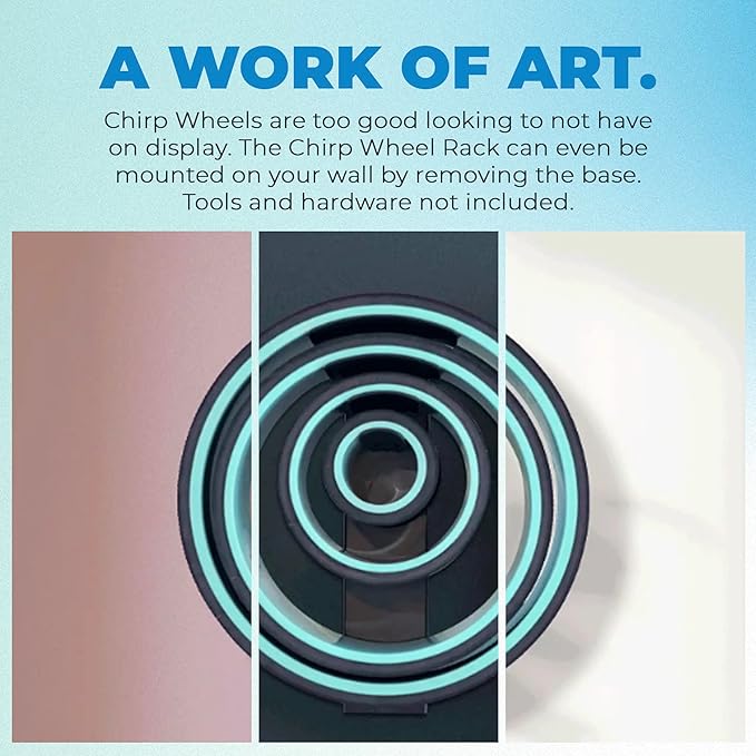 Chirp Wheel & Rack Bundle - Comprehensive Back Care Solution with Convenient Storage, Relief for Back Pain, Deep Tissue, Trigger Point Therapy, Easy Storage for Four Wheel Sizes - 3 Pack