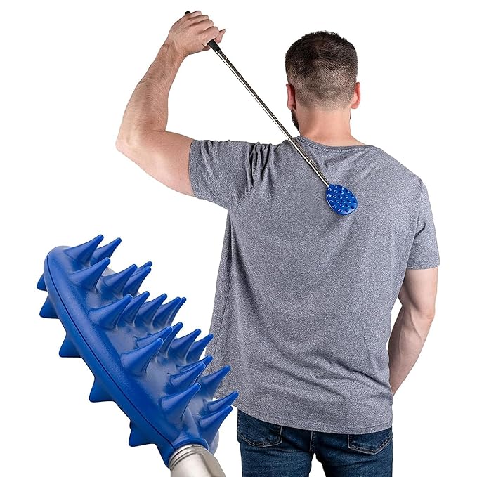 Cactus Scratcher Back Scratcher Extendable Extends 29" Long Double Sided Retractable Scratching Tool for Hand, Neck, Head, and Body - Universal Gift for Family, Pets, and Friends, Big Stick, Blue