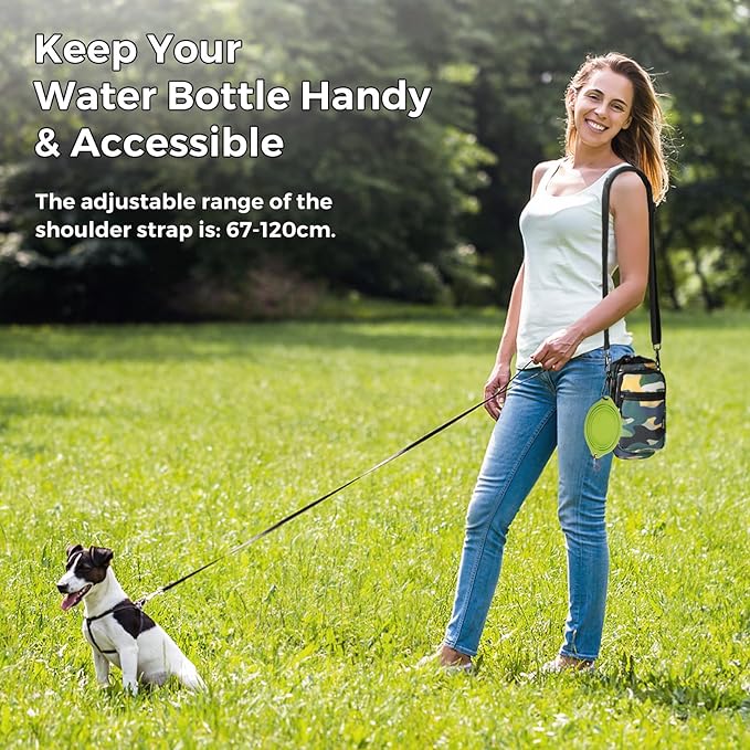 Nuovoware Water Bottle Carrier, 40oz Bottle Carrier Sports Insulated Water Bottle Holder with Adjustable Shoulder Strap, 2 Pockets Flask Sling Bag Drawstring Pouch for Climbing Hiking Walking