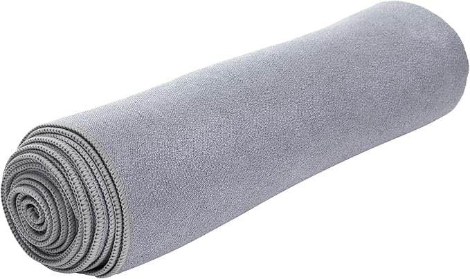 Yoga Mat Towel - Double Sided Microfiber Yoga Towel - Sweat Absorbent Non Slip Hot Yoga Towel - Lightweight, Quick Drying Pilates and Bikram Sweat Towel - 73''L x 26''W, Fog Gray