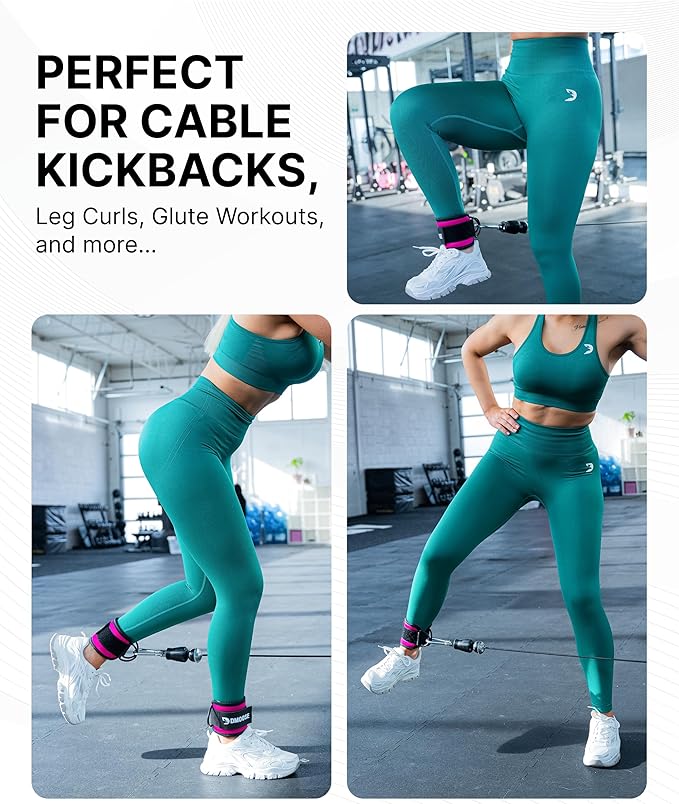 DMoose Ankle Strap for Cable Machine - One Size Fit with Premium Padding, Workout Kickback Ankle Cuffs, Ankle Bands for Working Out, Booty Workouts, Leg Extension, Hip Abductors & Lower Body Exercises