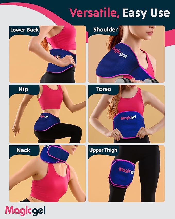 Magic Gel Ice Pack for Back Pain Relief | 2 Pack Reusable Lower Back Wrap for Hot or Cold Therapy | Relief for Lower Lumbar, Sciatic Nerve, Herniated or Degenerative Disc, Coccyx, Tailbone Pain
