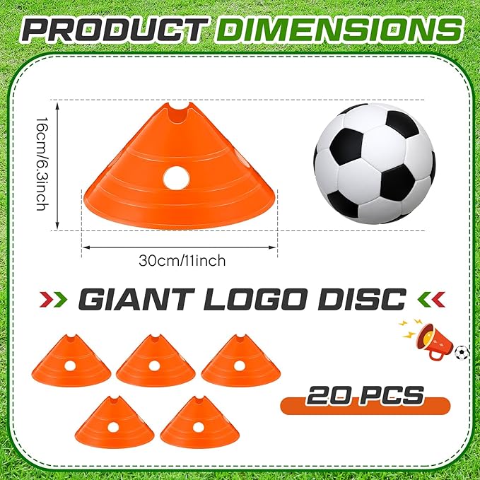 ShinyRelief Jumbo Disc Cones Jumbo Soccer Cones with Mesh Bag Giant Large Agility for Soccer Training Adult Sports