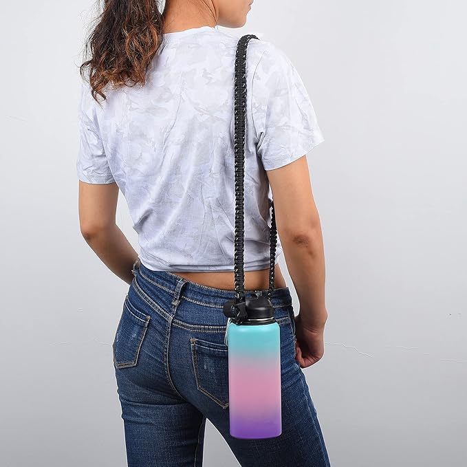 Wongeto Paracord Handle Carrier Holder with Shoulder Strap,Compatible with Hydro Flask Wide Mouth Water Bottles