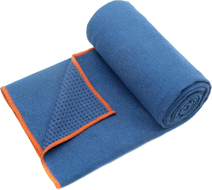 Eunzel 2 Pack Hot Yoga Towel - Microfiber Non Slip Yoga Mat Towel with Grip Dot Sweat Absorbent Towel for Hot Yoga, Pilates and Fitness 72" x 24", Dark Cyan/Steel Blue