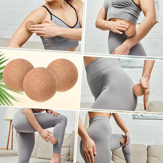 50 Pcs Cork Massage Ball 2 Inch Solid Hard Myofascial Release Yoga Ball for Back Foot Neck Pain Therapy Portable Tissue Muscle Release Tool for Home Office Travel