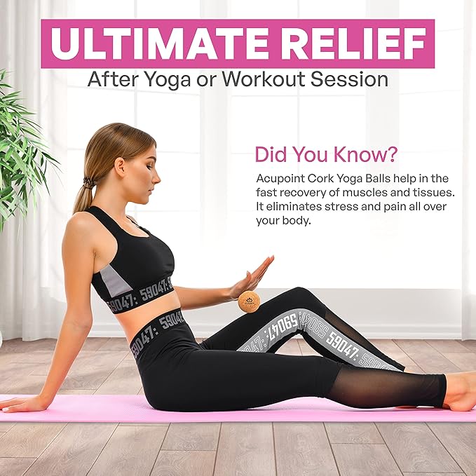 Physical Massage Therapy Lacrosse Ball Set Ideal for Yoga Deep Tissue Massage Trigger Point Therapy and Myofascial Release Physical Therapy Equipment Back Foot Plantar Fasciitis (Cork)