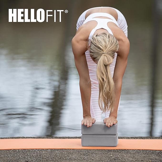 Hello Fit 3" Yoga Block, 10 Pack Bulk EVA Foam Yoga Blocks, Firm and Supportive Yoga Brick, Balance Foam for Stretching, Pilates, and Workout, 3" x 6" x 9"