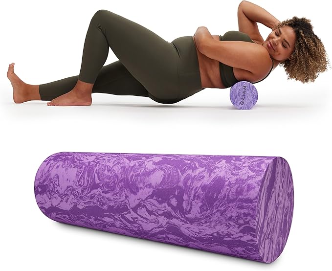 Gaiam Restore Foam Roller for Muscle Massage - Deep Tissue Muscle Massager for Sore Muscles & Stimulation - Total Body Pain Relief, Back, Neck, Foot, Calf, Leg, Arm (18 Inch and 36 Inch)