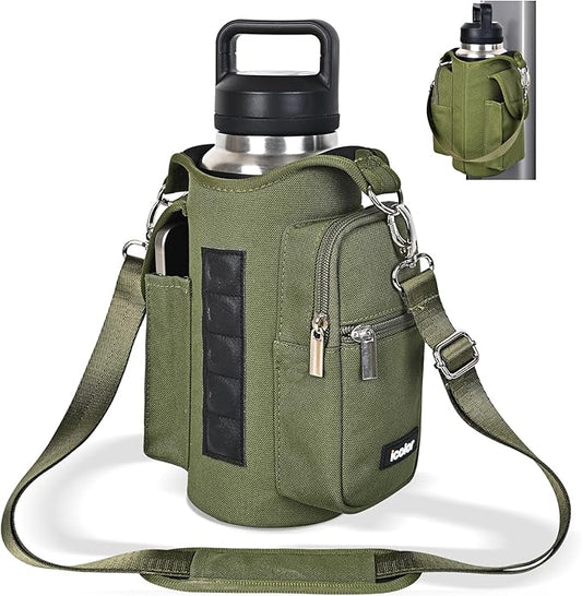 icolor Magnetic Gym Bag Water Bottle Carrier Holder with Phone Pockets & Shoulder Strap,Gym Magnetic Bag 5 Built-in Magnets Gym Accessories Organizer Magnetic Bottle Pouch Sleeve for Men Women