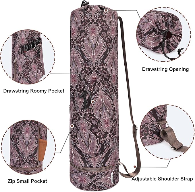 sportsnew Yoga Mat Bag with Water Bottle Pocket and Bottom Wet Pocket, Exercise Yoga Mat Carrier Multi-Functional Storage Bag, Patent pending