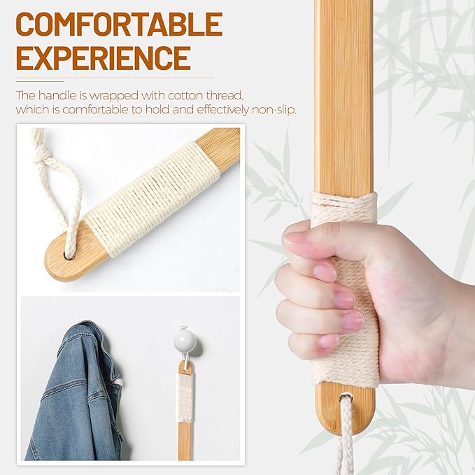 Back Scratcher for Men, 22''Extra Long Handle Bamboo Back Scratcher, 2 in 1 Back Massager and Body Scratcher, Gentle Relief for Adults, Pregnancy, Elderly, Gift for Fathers.