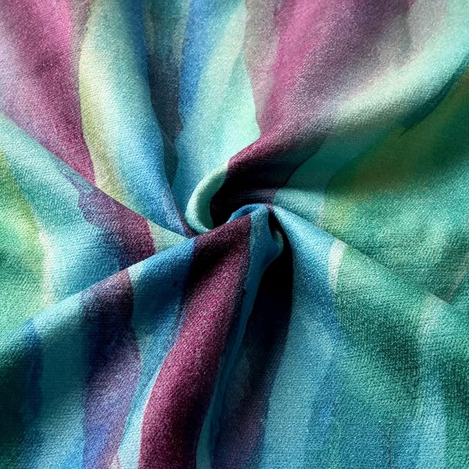 Eunzel Hot Yoga Towel, Non Slip Yoga Mat Towel Sweat Absorbent Printed Yoga Towel with Grip Dots for Hot Yoga, Pilates and Workout 72"x 24", Vibrant Vein