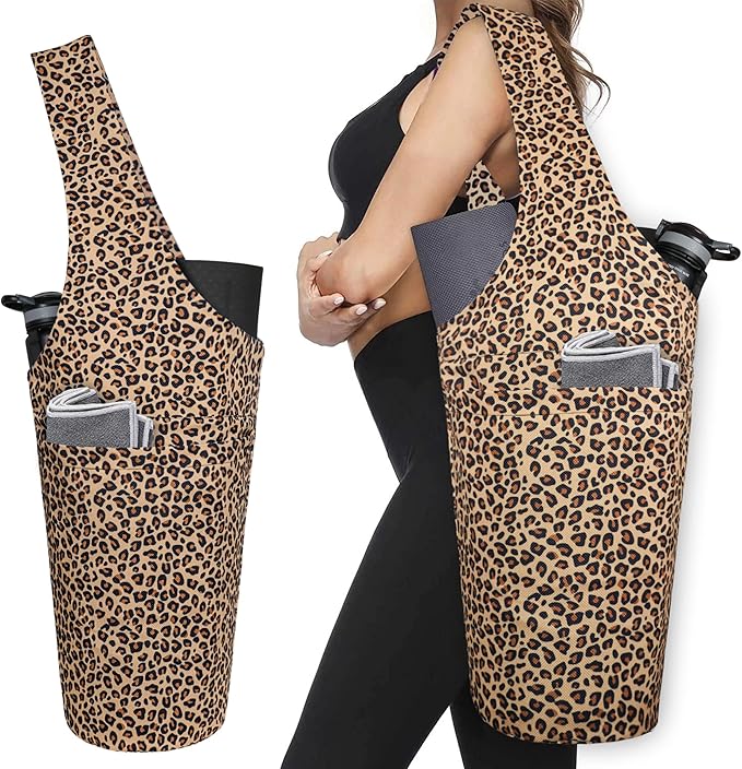 Fashion Printed Yoga Mat Bag with Large Side Pocket & Zipper Pocket Long Tote Yoga Bag Fit Most Size Mats - Holds More Yoga Accessories