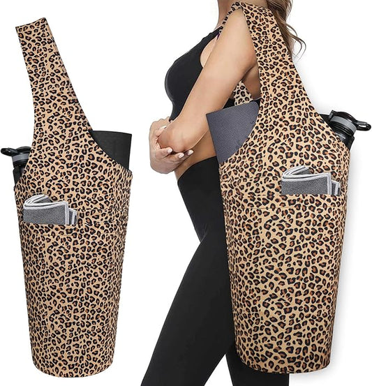 Fashion Printed Yoga Mat Bag with Large Side Pocket & Zipper Pocket Long Tote Yoga Bag Fit Most Size Mats - Holds More Yoga Accessories