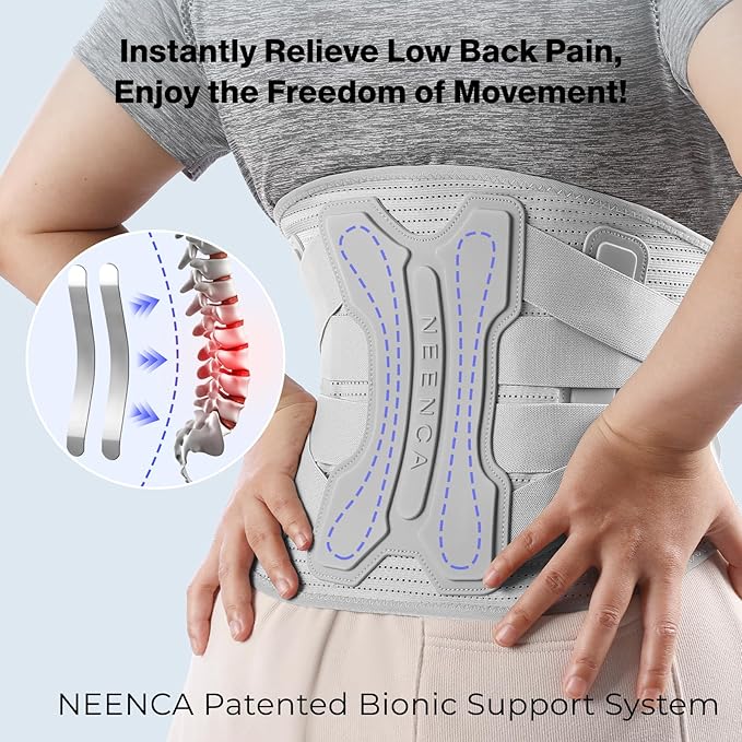 NEENCA Back Brace for Lower Back Pain Relief with Bionic Support System, Lumbar Support Belt for Women&Men with Lumbar Pad, Soft Breathable 3D Knit Fabric for Herniated Disc, Sciatica, Scoliosis...