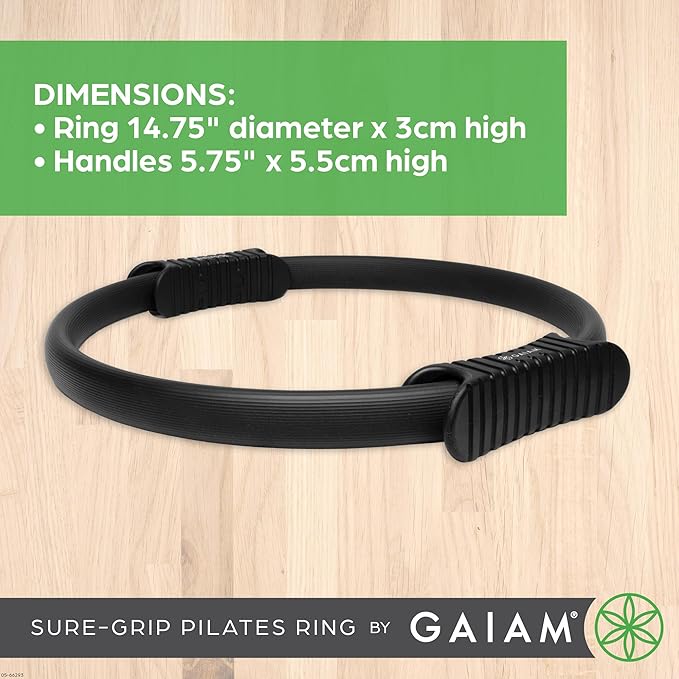 Gaiam Pilates Ring Fitness Circle - Lightweight & Durable Foam Padded Handles, Flexible Resistance Exercise Equipment for Toning Arms, Thighs/Legs & Core