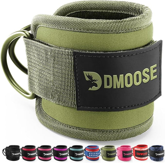 DMoose Ankle Strap for Cable Machine - One Size Fit with Premium Padding, Workout Kickback Ankle Cuffs, Ankle Bands for Working Out, Booty Workouts, Leg Extension, Hip Abductors & Lower Body Exercises
