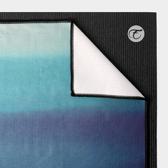 Eunzel Hot Yoga Towel, Non Slip Yoga Mat Towel Sweat Absorbent Printed Yoga Towel with Grip Dots for Hot Yoga, Pilates and Workout 72"x 24", Oceanic Melt