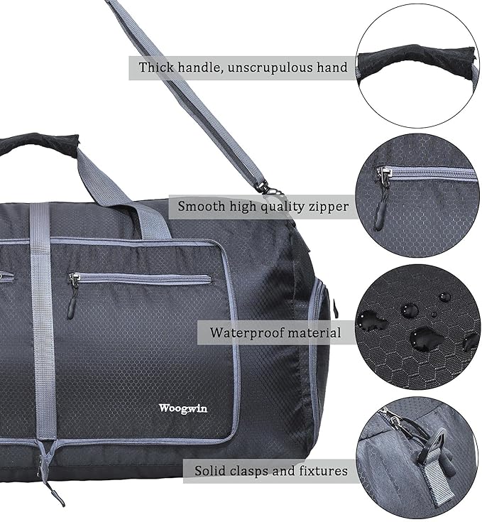Woogwin Travel Duffel Bag Large Foldable Waterproof Overnight Bag for Beach Swim Bags Pool Sports Gym
