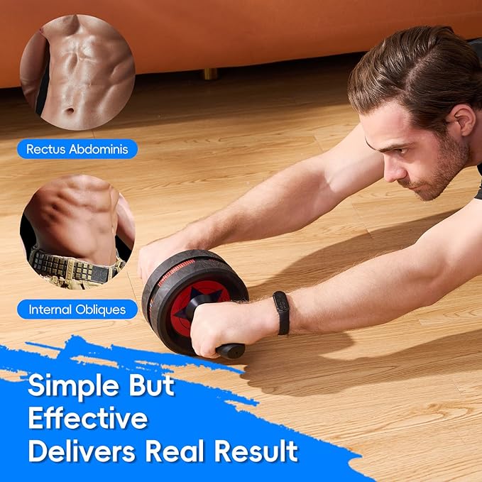 Ab Roller Wheel for Abs Workout - Abdominal Exercise Equipment with 2 Knee Pads for Home Gym, Core Strength Training, Fitness Equipment for Men & Women