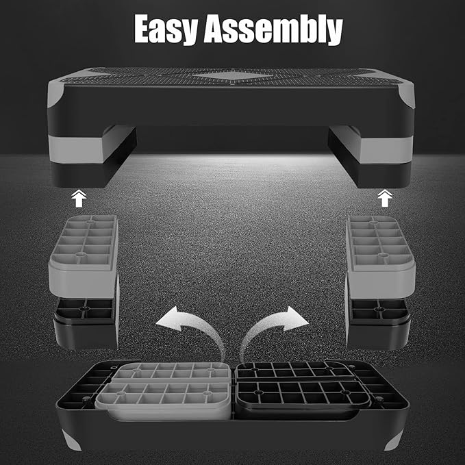 Adjustable Workout Aerobic Stepper in Fitness & Exercise Step Platform Trainer 3 settings adjustable height 4”-6”-8”