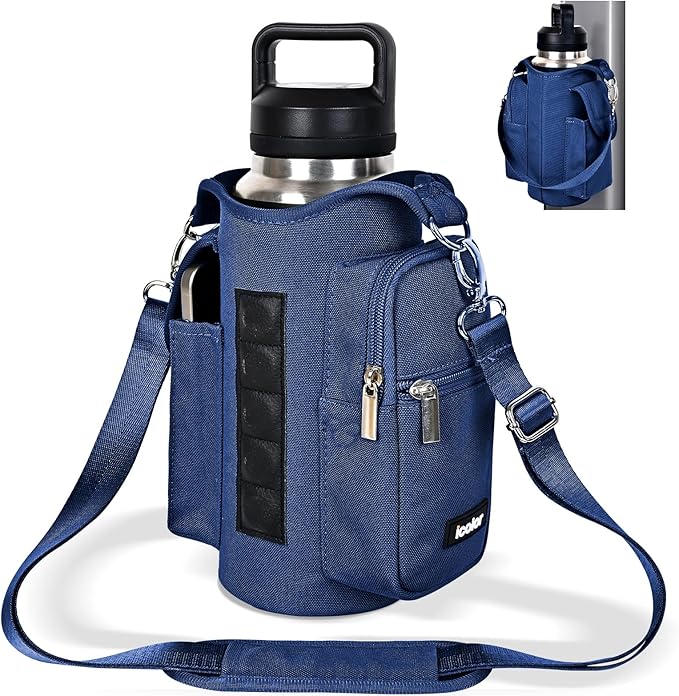 icolor Magnetic Gym Bag Water Bottle Carrier Holder with Phone Pockets & Shoulder Strap,Gym Magnetic Bag 5 Built-in Magnets Gym Accessories Organizer Magnetic Bottle Pouch Sleeve for Men Women