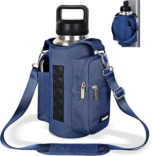 icolor Magnetic Gym Bag Water Bottle Carrier Holder with Phone Pockets & Shoulder Strap,Gym Magnetic Bag 5 Built-in Magnets Gym Accessories Organizer Magnetic Bottle Pouch Sleeve for Men Women